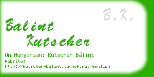 balint kutscher business card